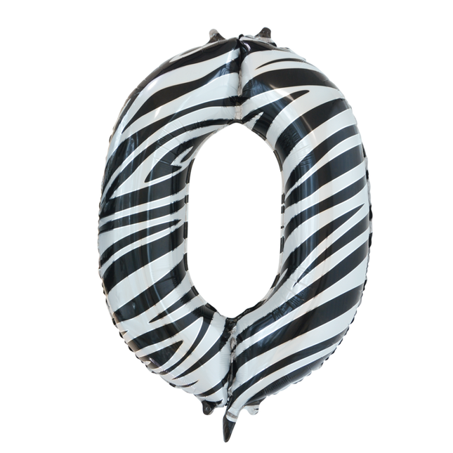 Ballon de baudruche Numéro 0 Zebra XL 86cm vide