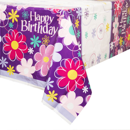 Nappe florale Happy Birthday 2.13m