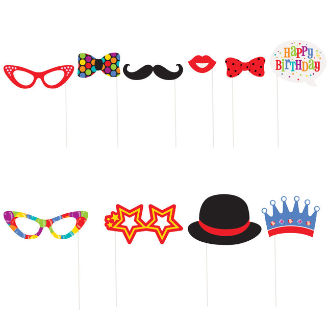 Photo Props Happy Birthday Accessoires 29.2cm 10 pièces