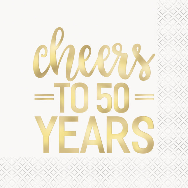 Serviettes de table Cheers To 50 Years Gold 25cm 16pcs