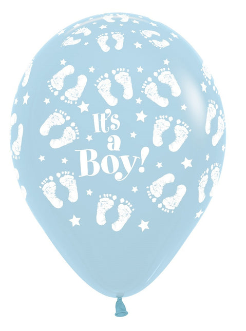 Balloons It's a Boy Footprint Pastel Matte Blue 30cm 25pcs