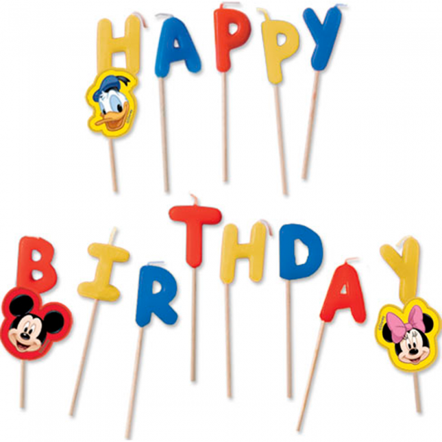 Bougies de gâteau Mickey Mouse Happy Birthday 13pcs