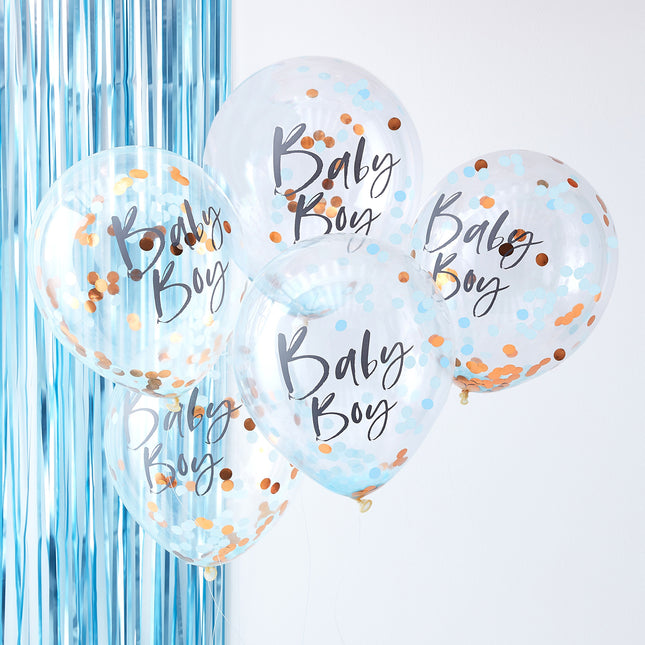 Ballons confettis bleus Baby Boy 30cm 5pcs