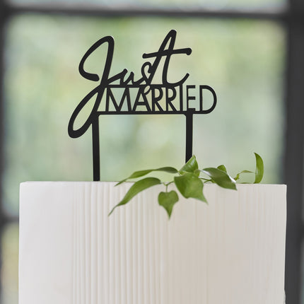 Décor de gâteau de mariage Just Married 12cm