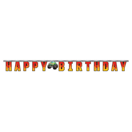 Guirlande de lettres Monster Truck Happy Birthday 2m