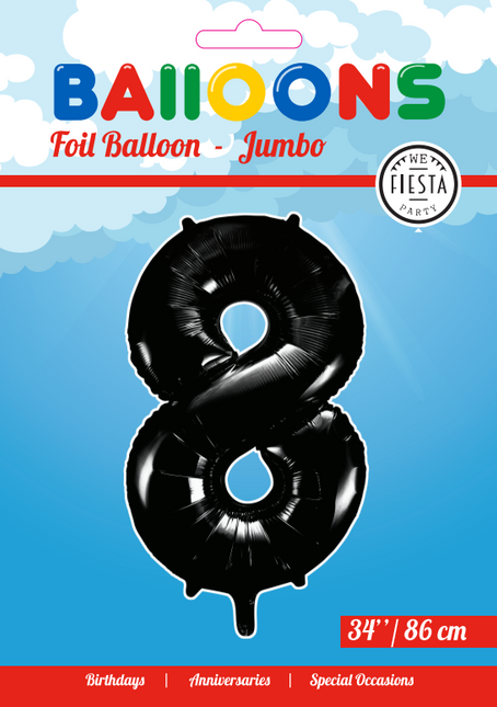 Ballon de baudruche Figure 8 Noir XL 86cm vide