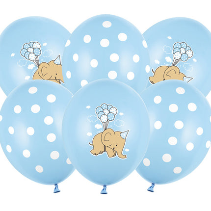 Ballons Baby Elephant Bleu 30cm 6pcs