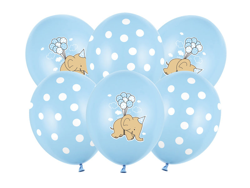 Ballons Baby Elephant Bleu 30cm 6pcs