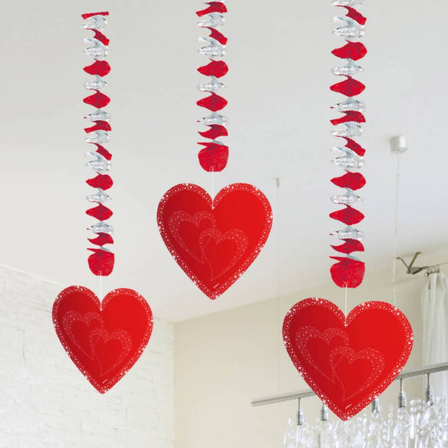 Décoration suspendue en forme de coeur 75cm 3pcs