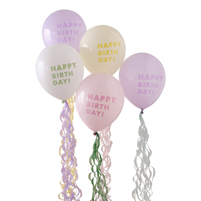 Set de ballons de baudruche colorés pour un joyeux anniversaire