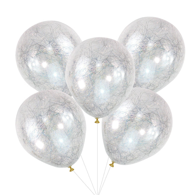 Ballon Confetti Argenté Cheveux d'Anges 30cm 5pcs