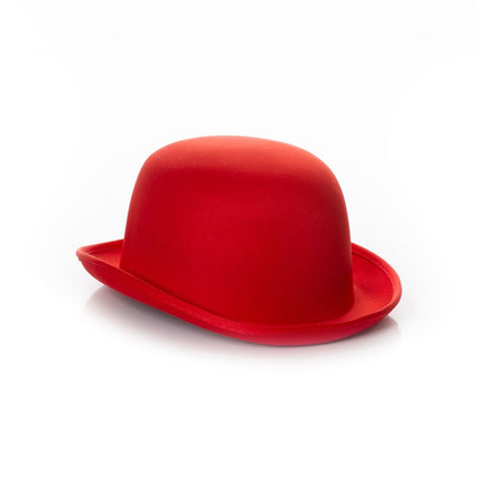 Chapeau melon rouge en satin