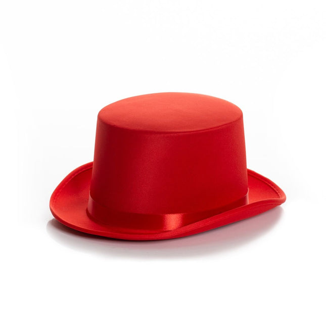 Chapeau haut rouge en satin