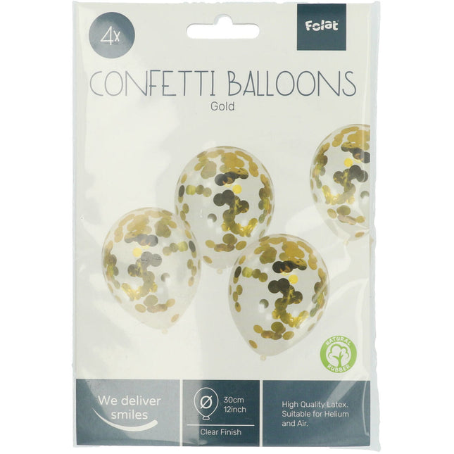 Ballons Confetti Or 30cm 4pcs