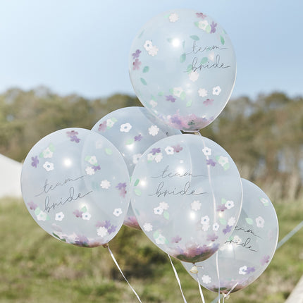 Ballons confettis Team Bride Flowers 30cm 5pcs