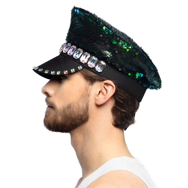 Casquette colorée à paillettes réversible