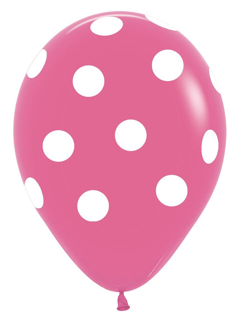 Ballons de baudruche Polka Dots Fuchsia 30cm 25pcs