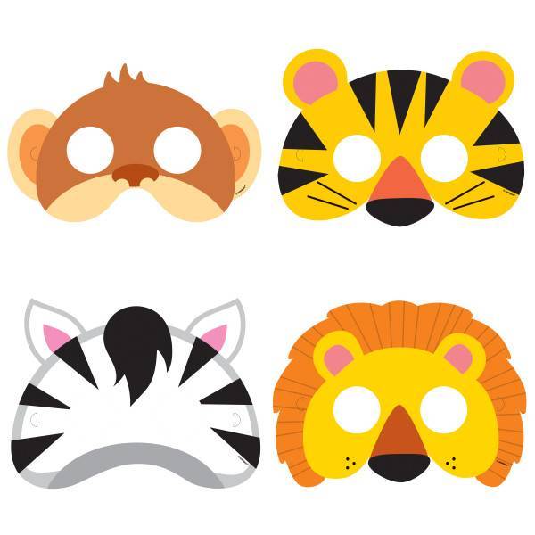 Masques d'animaux Jungle 8pcs