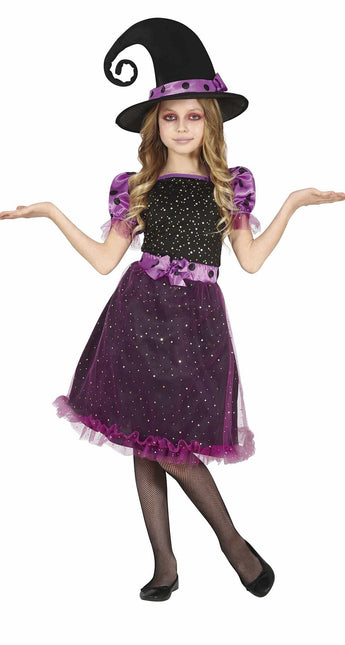 Costume d'Halloween sorcière fille paillettes