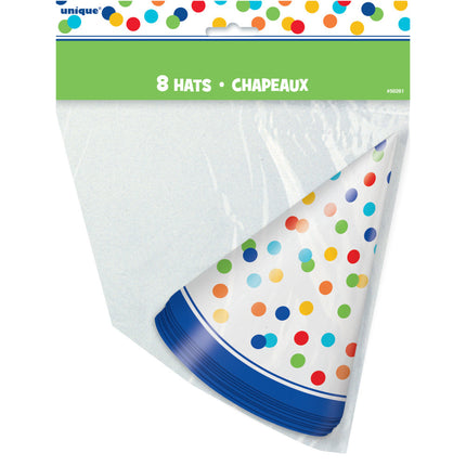 Chapeaux de fête Confetti Arc-en-ciel 8pcs