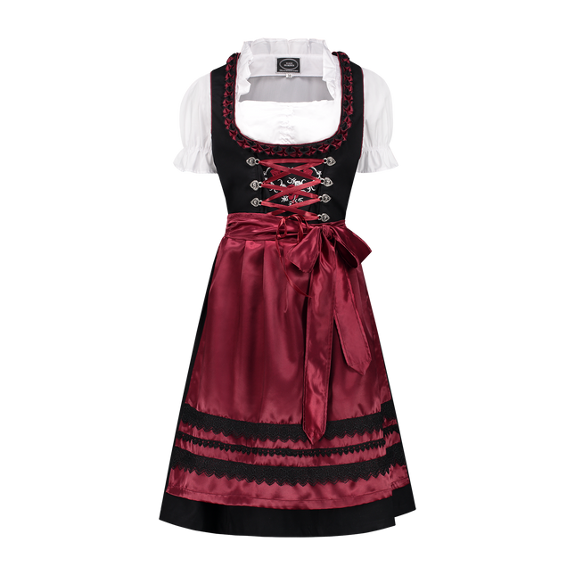 Noir Rouge Robe Dirndl Oktoberfest Dames Bordeaux