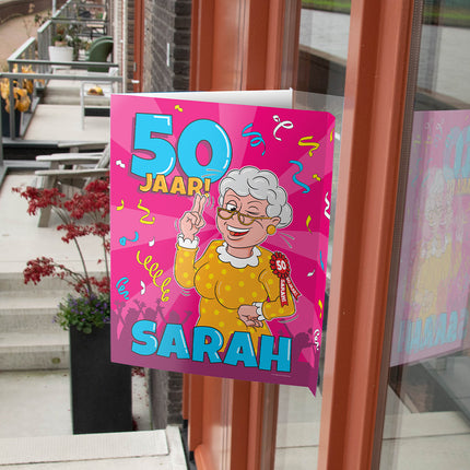 Enseigne de fenêtre Sarah 50 ans 60cm