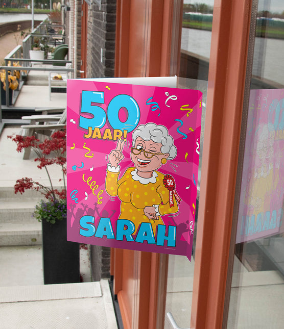 Enseigne de fenêtre Sarah 50 ans 60cm