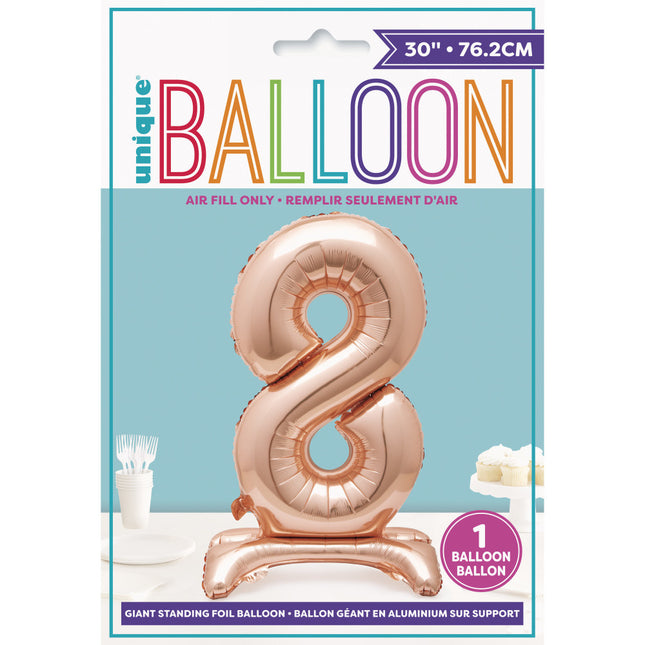 Ballon de baudruche Figure 8 Rose Gold Standard 76cm