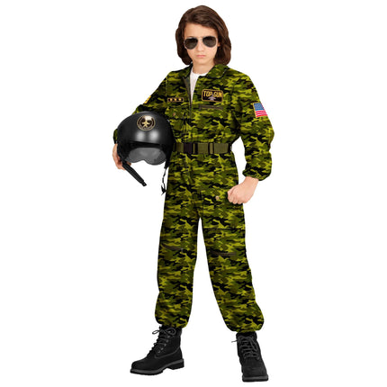 Costume de pilote Vert Enfant Jet Fighter