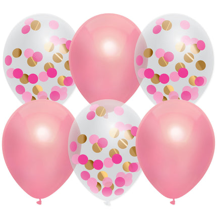 Ballons de naissance Fille Confetti Rose 30cm 6pcs