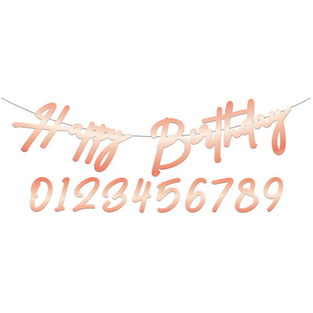 Guirlande de lettres Happy Birthday Rose Gold 1m