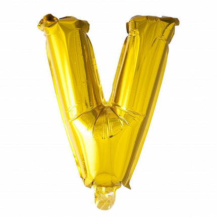 Ballon de baudruche Lettre V doré 41cm avec paille