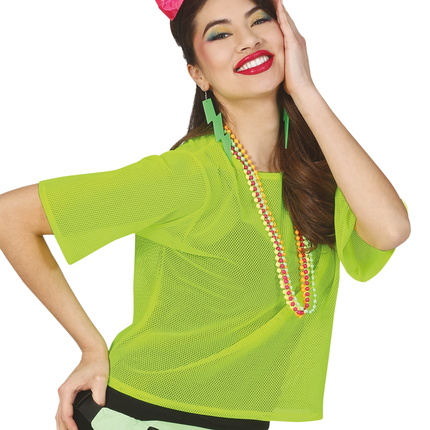 T/shirt en résille Vert fluo Short L