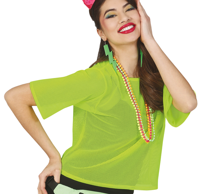 T/shirt en résille Vert fluo Short L