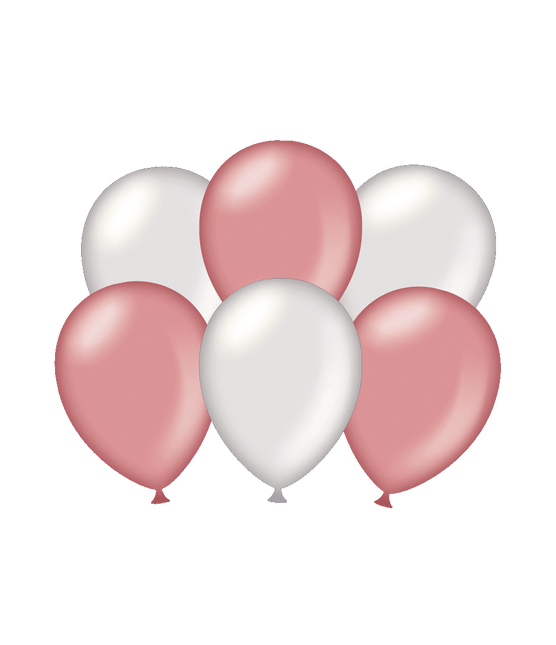 Ballons de baudruche rose/argent métallisé 30cm 6pcs