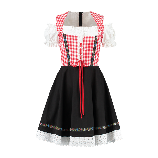 Robe Dirndl Oktoberfest Rouge Blanc Noir Dames