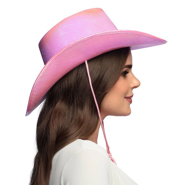 Chapeau de cow-boy perle rose