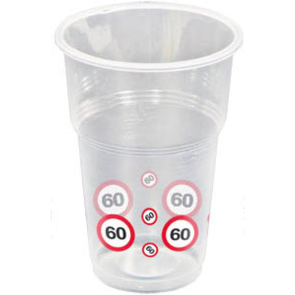 Gobelets 60 ans Panneau de signalisation en plastique 350ml 8pcs