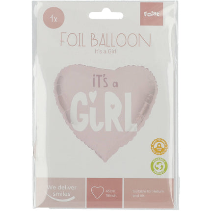 Ballon à l'hélium coeur C'est une fille rose vide 45cm