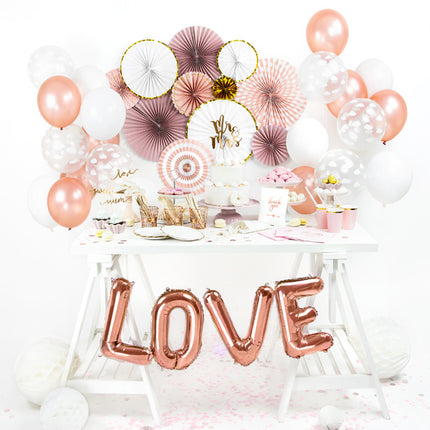 Ballon de baudruche Lettre O Or Rose Vide 35cm