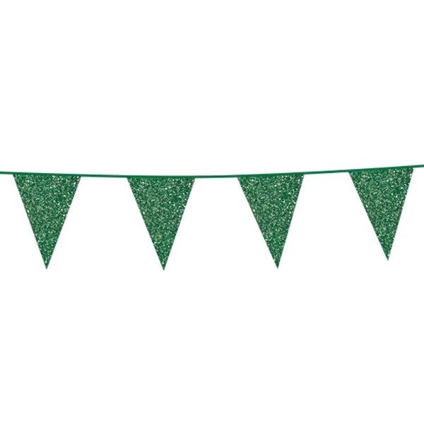 Ligne de drapeau verte pailletée 6m