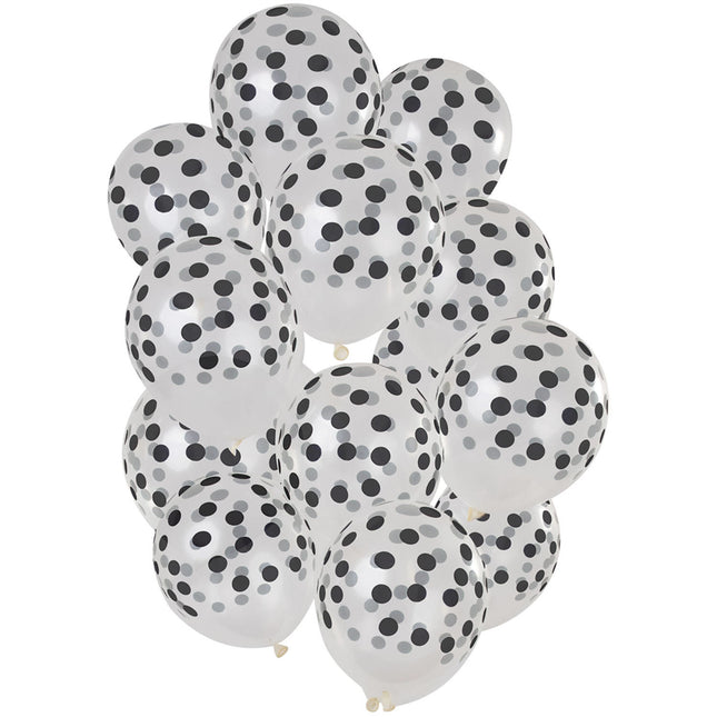 Ballons de baudruche Dots Black 30cm 15pcs