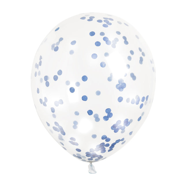 Ballons Confetti Bleu 30cm 6pcs