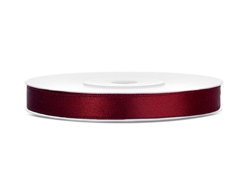 Ruban de satin rouge bordeaux 6 mm 25 m