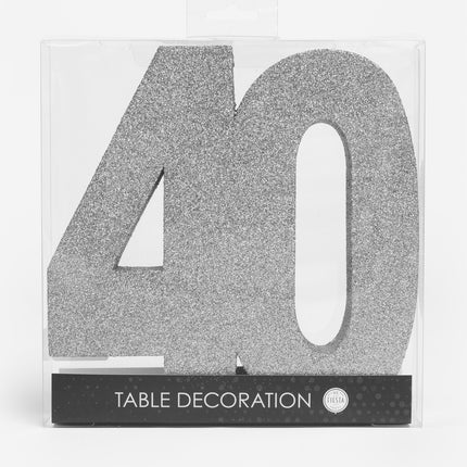 Décoration de table argentée Figure 40 Glitter 20.5cm