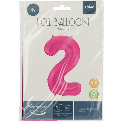 Ballon de baudruche Figure 2 Fuchsia Métallique XL 86cm vide