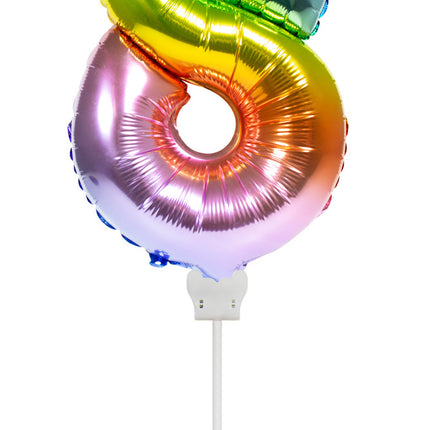 Ballon de baudruche Figure 8 Arc-en-ciel 36cm avec bâton