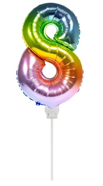 Ballon de baudruche Figure 8 Arc-en-ciel 36cm avec bâton