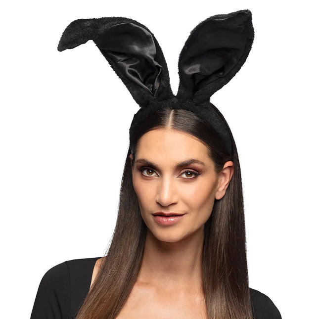 Bandeau à cheveux noir Grandes oreilles de lapin