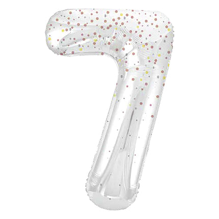 7 Year Figure Balloon White Dots 86cm